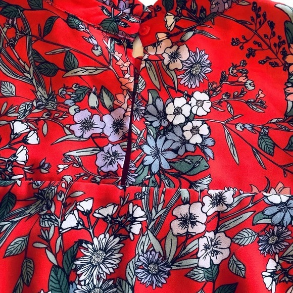 Carolina Belle Montreal Red and Blue Floral Tunic Mini Dress Size XL - Picture 9 of 10